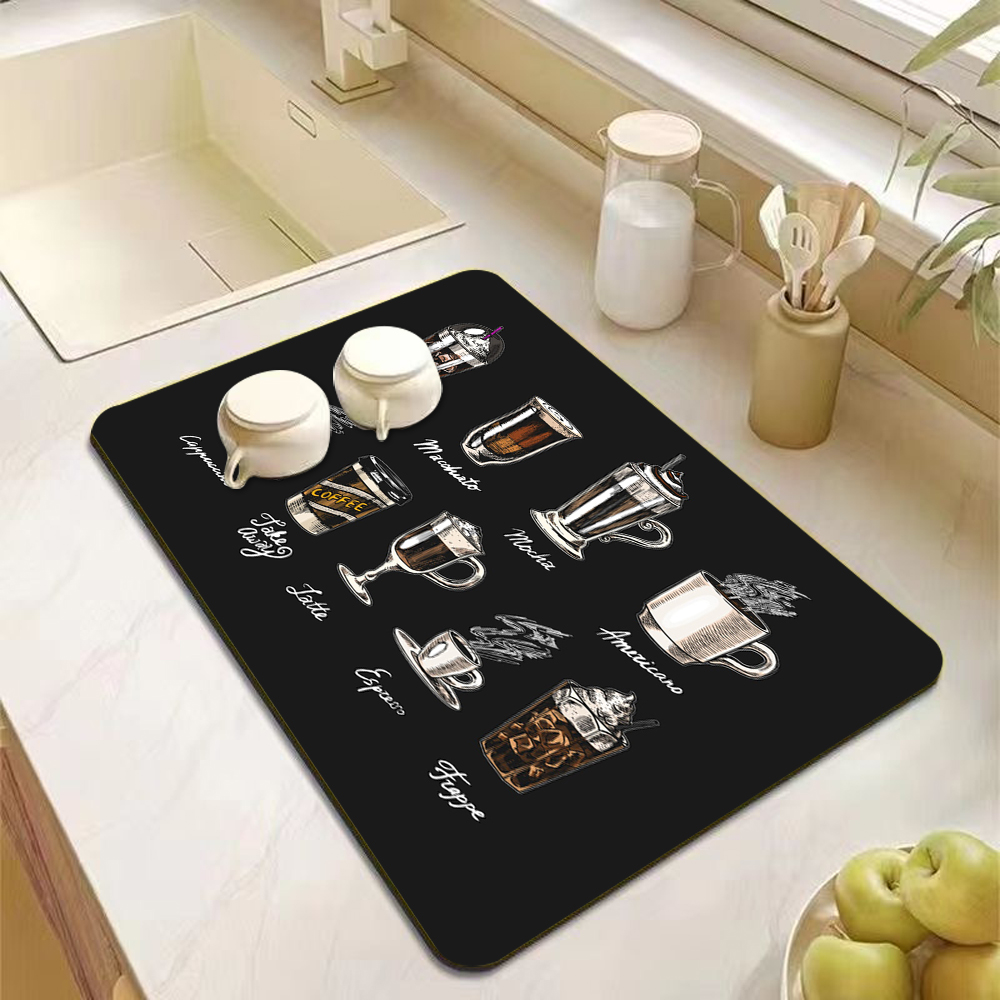 Classic Coffee Pattern Dish Dr - Bar Mat Rubber recension och pris